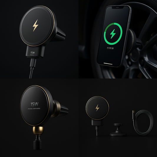 Magnetic Wireless Car Phone Mount – 15W Fast Charging (MagSafe Compatible)
