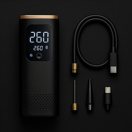 Portable Smart Tire Inflator – USB-C Rechargeable, Auto-Stop (150 PSI)