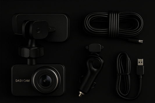 1080p dash cam with night vision and wide angle lens on black background